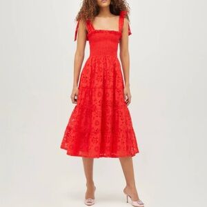 Hill House Collector’s Edition Ribbon Ellie in Poppy Red Floral Lace XS